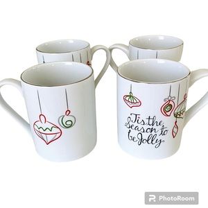 ST.NICHOLAS SQUARE CHRISTMAS HOLIDAY MUG COFFEE TEA SET OF 4